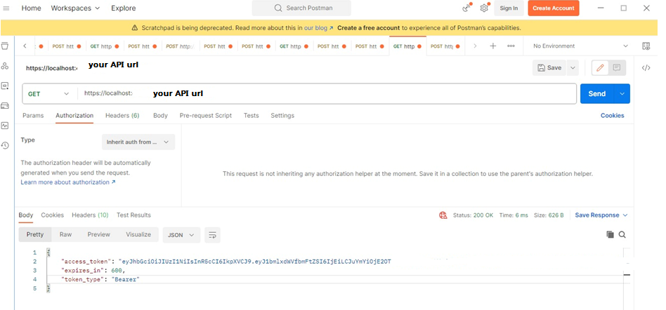 Postman Token Response